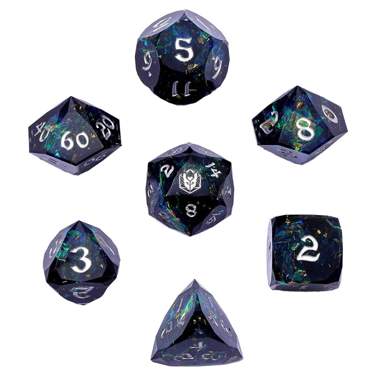 Hymgho Premium Dice Dice 7-Set Captured Magic Luster Cut Resin: Starry Night Silver BRR111 HYOBRR111