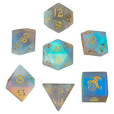 Hymgho Premium Dice Dice 7-Set Dragon's Hoard: Gem Stone Frosted Prismatic Crystal BRB012 HYOBRB012