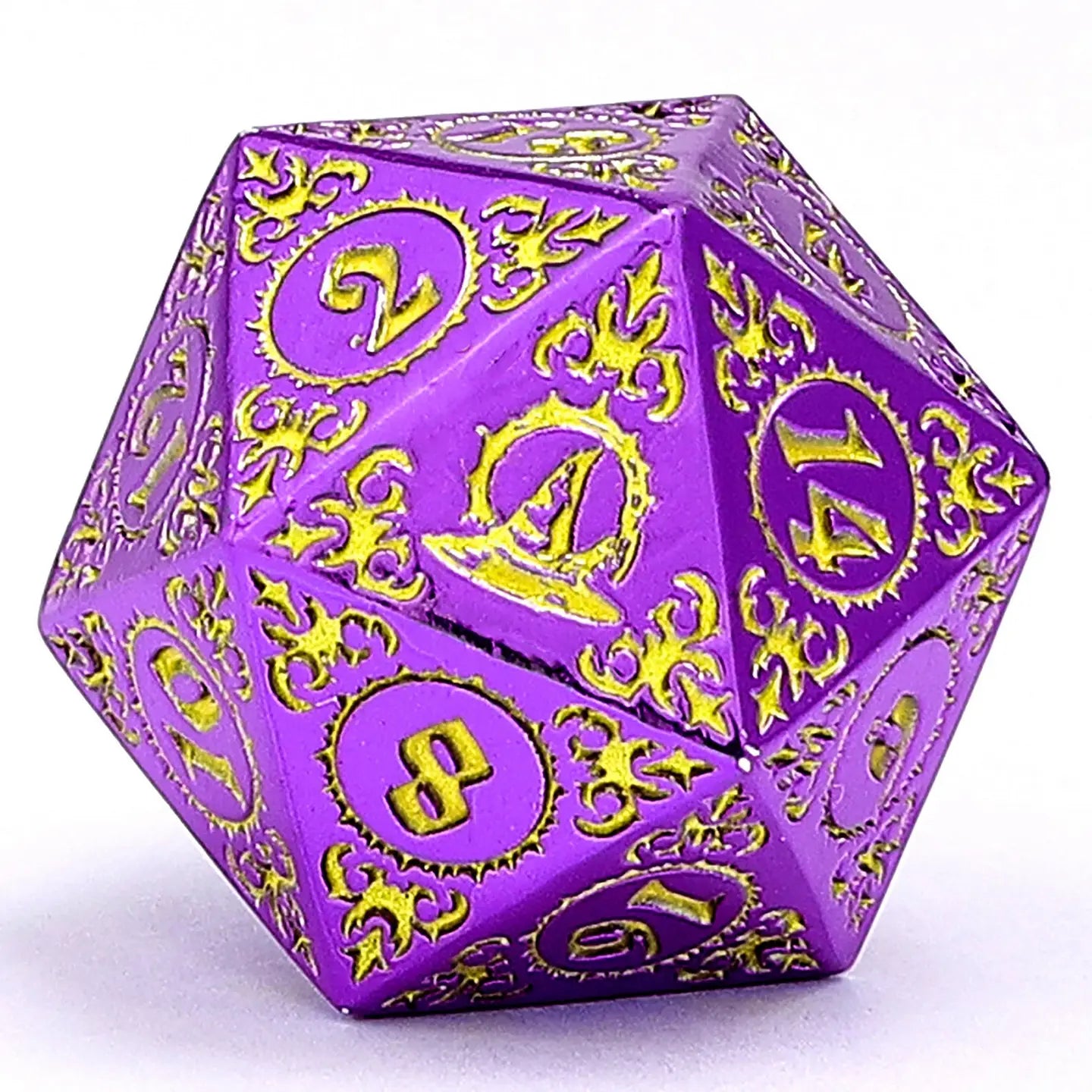 Hymgho Premium Dice Dice > Metallic Dice Games Wizard Solid Metal Polyhedral Dice Set - Purple with Gold HY00417 HY00417
