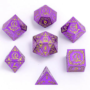 Hymgho Premium Dice Dice > Metallic Dice Games Wizard Solid Metal Polyhedral Dice Set - Purple with Gold HY00417 HY00417