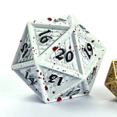 Hymgho Premium Dice Dice > Other Dice 45mm Metal Behemoth Spindown D20 - Matte White with Blood HY00420 HY00420