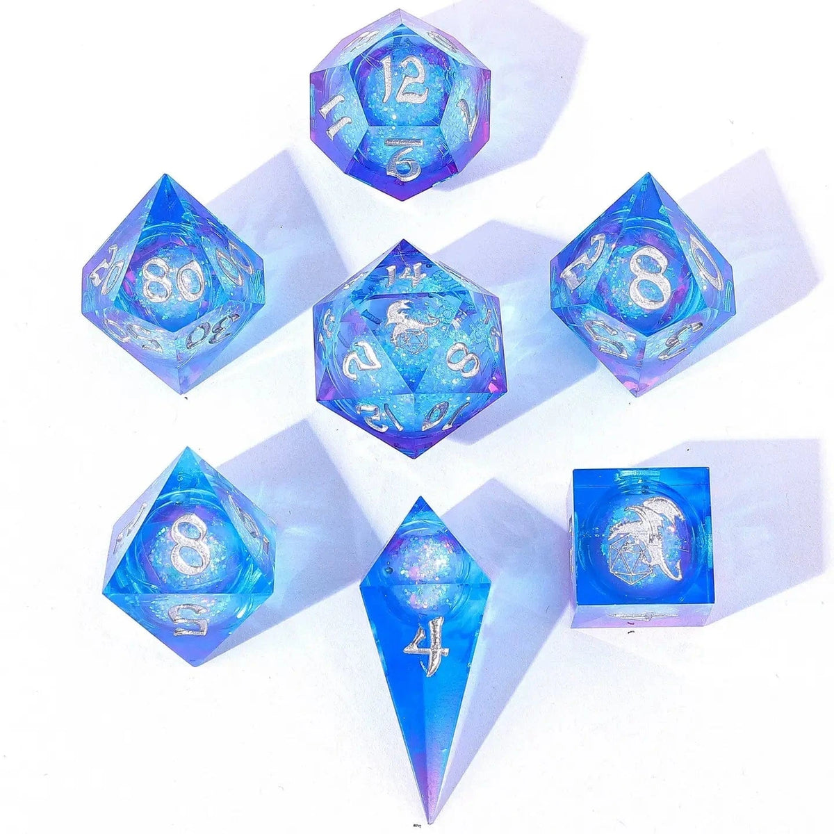 Hymgho Premium Dice Dice > Other Dice Captured Magic Liquid Core Hand Sanded Sharp Edge Resin - Fae Storm BRR045 BRR045