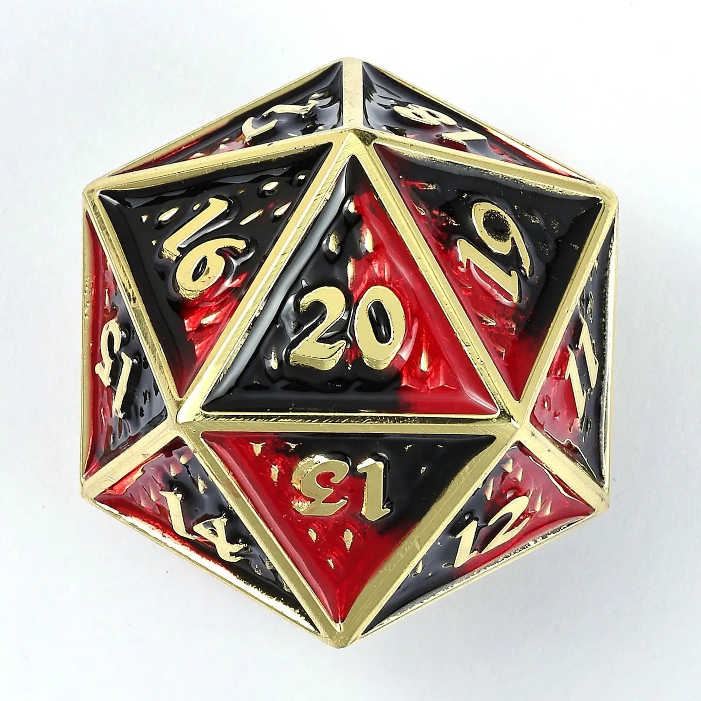 Hymgho Premium Dice Dice > Other Dice Metal Behemoth Spindown D20 - Gold with Red & Black HY00418 HY00418