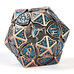 Hymgho Premium Dice Dice > Other Dice Solid Metal Fighter Rpg Dice Set - Copper W/Blue Glitter HY00391 HY00458