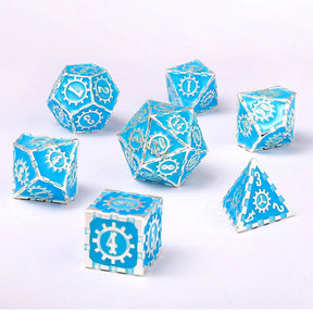 Hymgho Premium Dice Dice > Other Dice Solid Metal Gear Dice Polyhedral Dice Set - Glow in the Dark Blue HY00391 HY00391