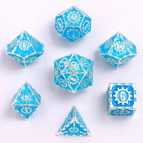 Hymgho Premium Dice Dice > Other Dice Solid Metal Gear Dice Polyhedral Dice Set - Glow in the Dark Blue HY00391 HY00391