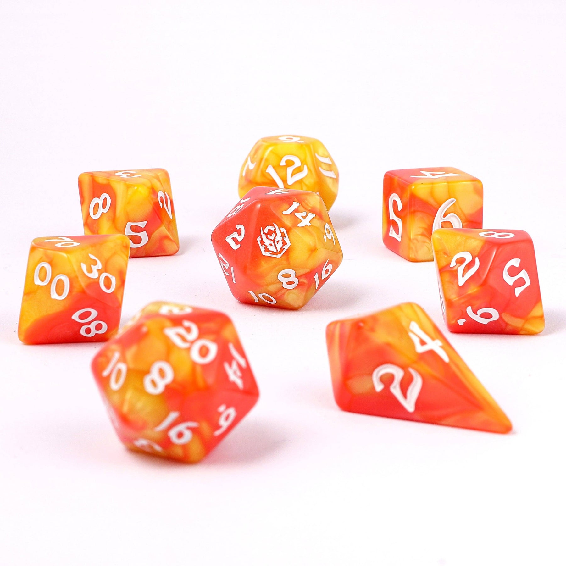 Hymgho Premium Dice Dice > Other Dice Wyrmforged Rollers - Rounded Edge 8 Piece Polyhedral Dice set - Fae Candy HY02006 HY02006