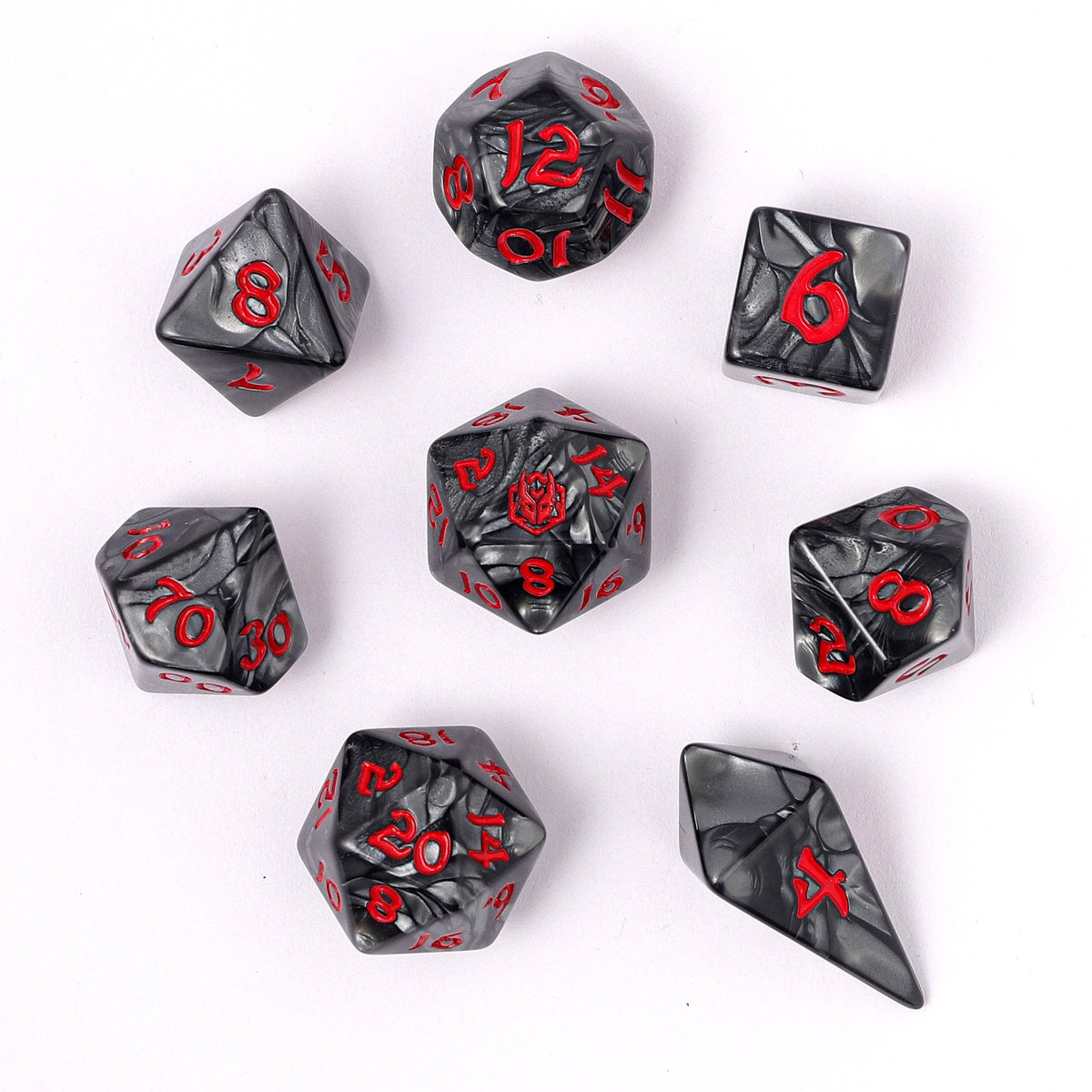 Hymgho Premium Dice Dice > Other Dice Wyrmforged Rollers - Rounded Edge 8 Piece Polyhedral Dice set - Iron Golem HY02003 HY02003