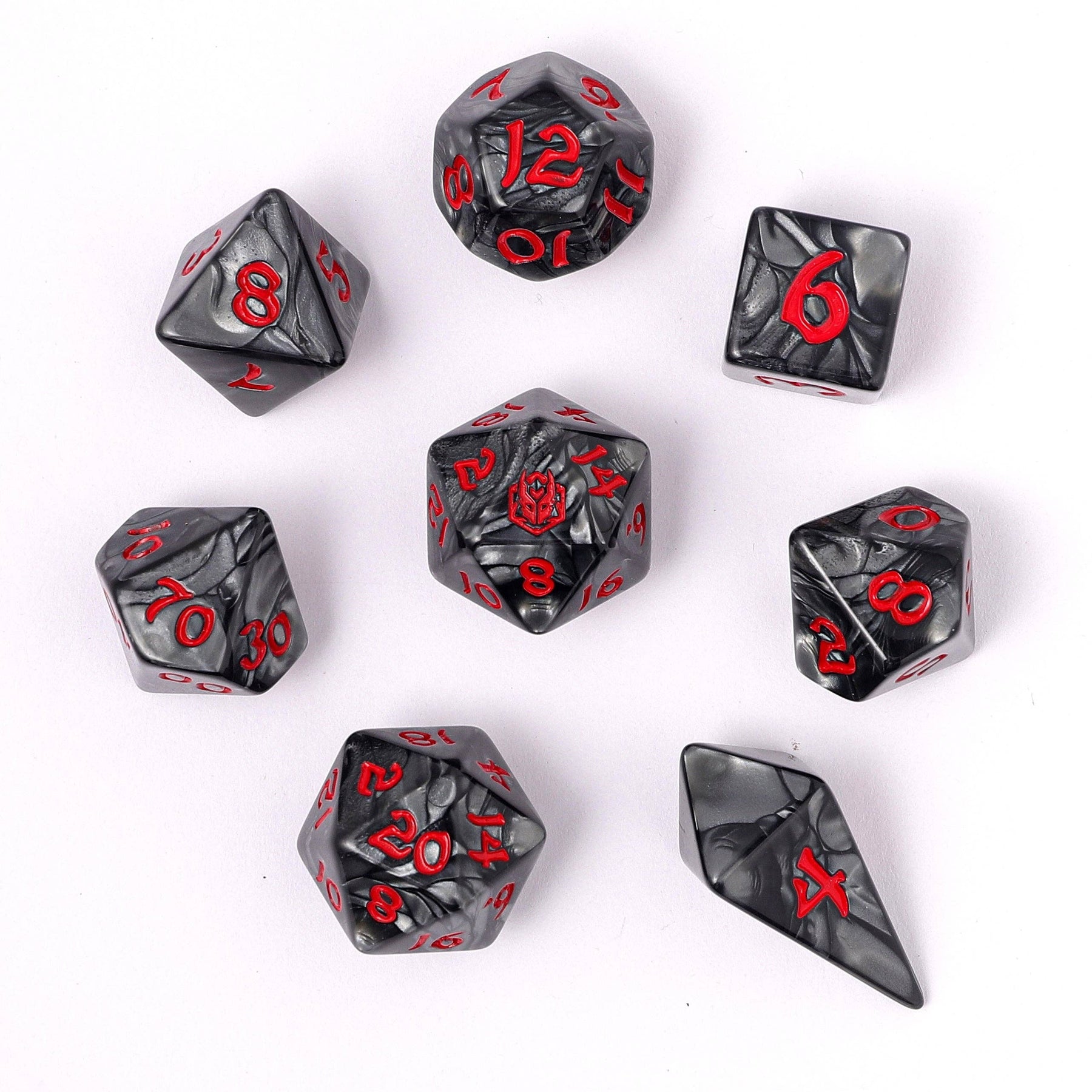 Hymgho Premium Dice Dice > Other Dice Wyrmforged Rollers - Rounded Edge 8 Piece Polyhedral Dice set - Iron Golem HY02003 HY02003