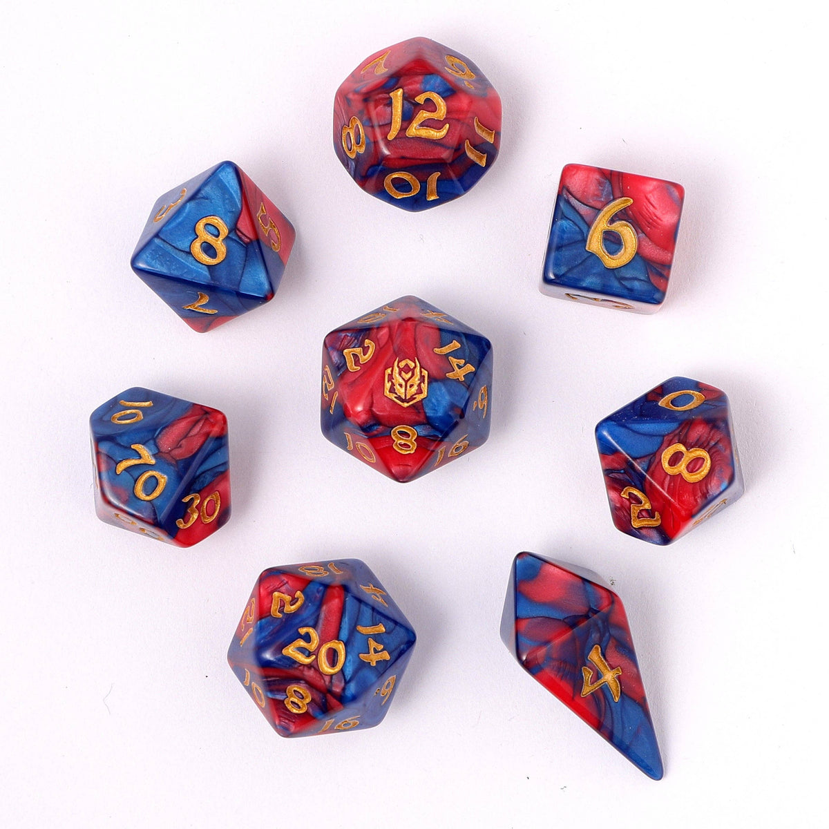 Hymgho Premium Dice Dice > Other Dice Wyrmforged Rollers - Rounded Edge 8 Piece Polyhedral Dice set - Stormcaller HY02010 HY02010