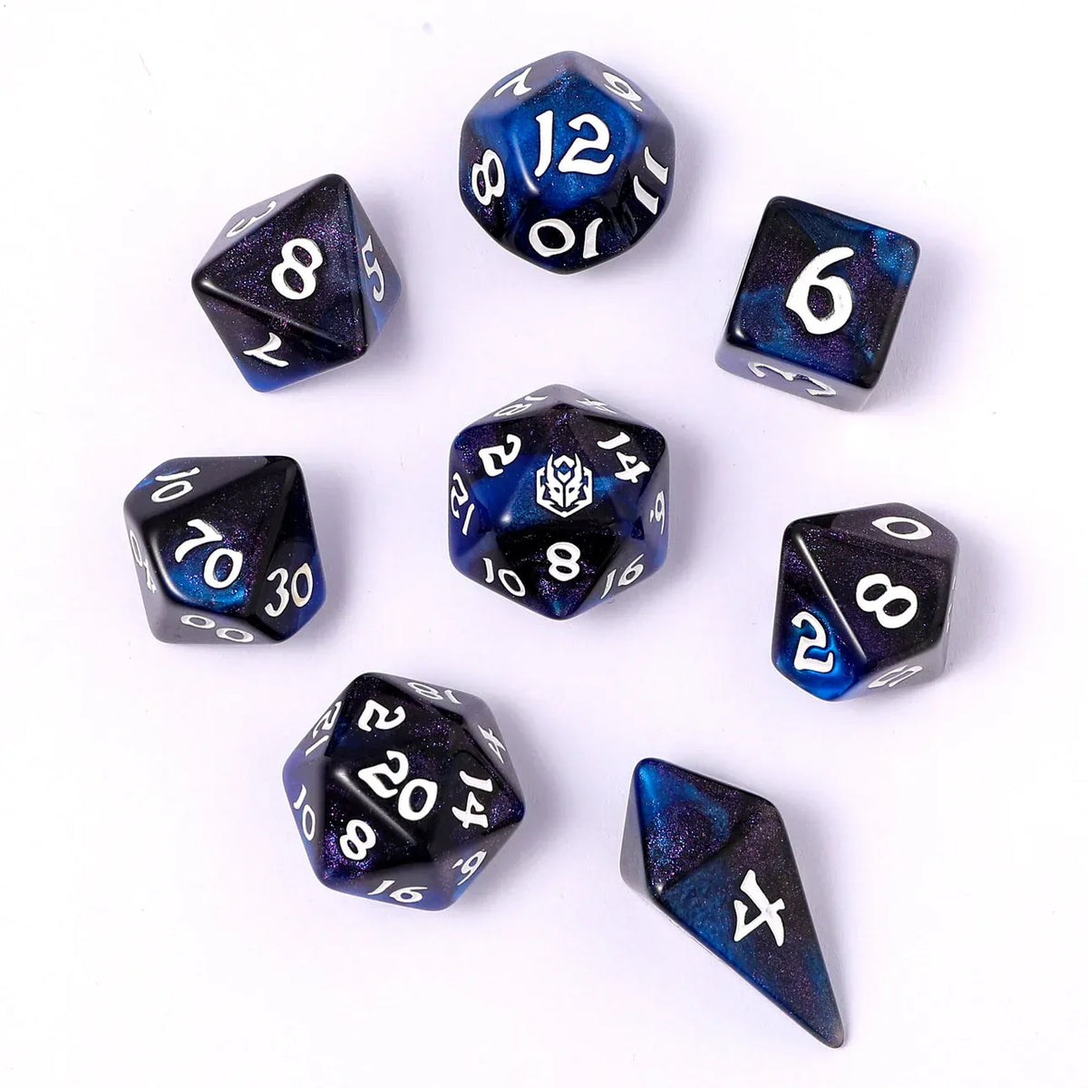 Hymgho Premium Dice Dice Wyrmforged Rollers - Rounded Edge 8 Piece Polyhedral Dice Set - Knight Night HY02025 HY02025