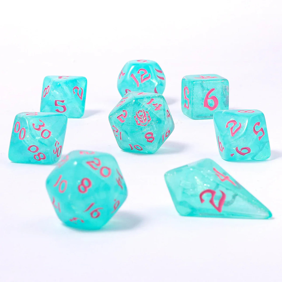 Hymgho Premium Dice Dice Wyrmforged Rollers - Rounded Edge 8 Piece Polyhedral Dice Set - Love Potion HY02028 HY02028