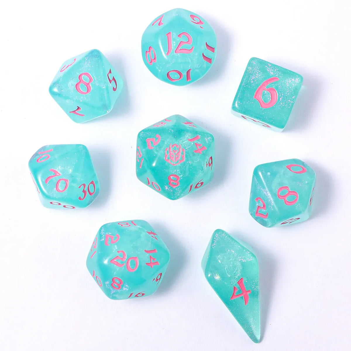 Hymgho Premium Dice Dice Wyrmforged Rollers - Rounded Edge 8 Piece Polyhedral Dice Set - Love Potion HY02028 HY02028