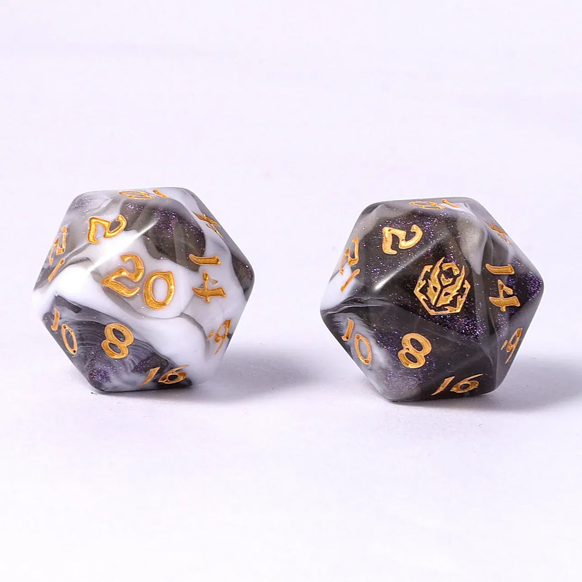 Hymgho Premium Dice Dice Wyrmforged Rollers - Rounded Edge 8 Piece Polyhedral Dice Set - Wraith Shadow HY02020 HY02020