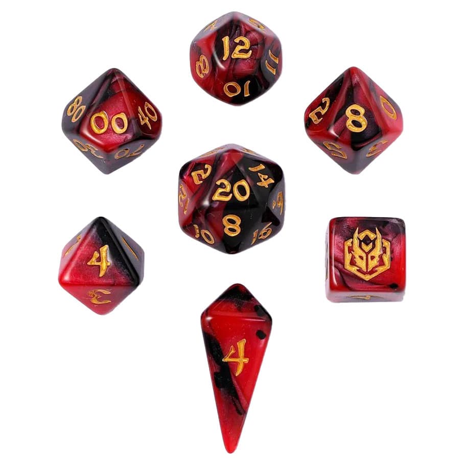 Hymgho Premium Gaming Dice 7-Set Mini Polymer: Blood Pact HY02038 HYO2038