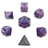 Hymgho Premium Gaming Dice 7-Set Sorcerer Solid Metal: RPG Dice Set: Purple with Blue HY00587 HYO0587