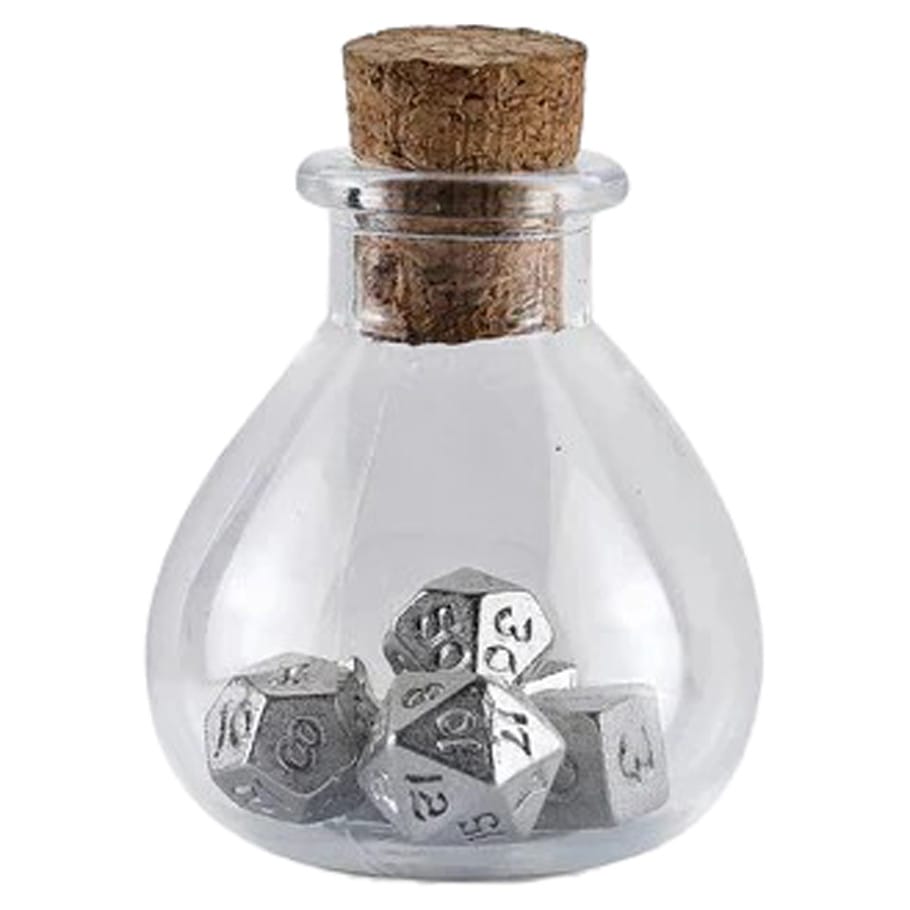 Hymgho Premium Gaming Dice 7-Set Unseelie (Potion Bottle) Mini Metal: Silver HY00405 HYO0405