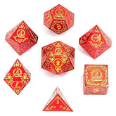 Hymgho Premium Gaming Dice 7-Set Wizard Solid Metal: Red with Gold HY00415 HYO0415