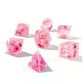 Hymgho Premium Gaming Dice > Other Dice 7-Set Captured Magic Hand Sanded Sharp Edge Resin: Sakura Cherry Blossom BRR072 HYOBRR072