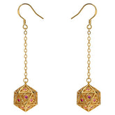 Hymgho Premium Gaming Dice > Other Dice Dice Earrings: Dragon's Eye Gold with Ruby Red Gems HYJ002 HYOJ002