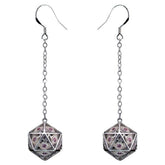 Hymgho Premium Gaming Dice > Other Dice Dice Earrings: Dragon's Eye Silver with Pink Gems HYJ001 HYOJ001
