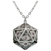 Hymgho Premium Gaming Dice > Other Dice Dice Necklace: Dragon's Eye Silver with Pink Gems HYOJ007 HYOJ007