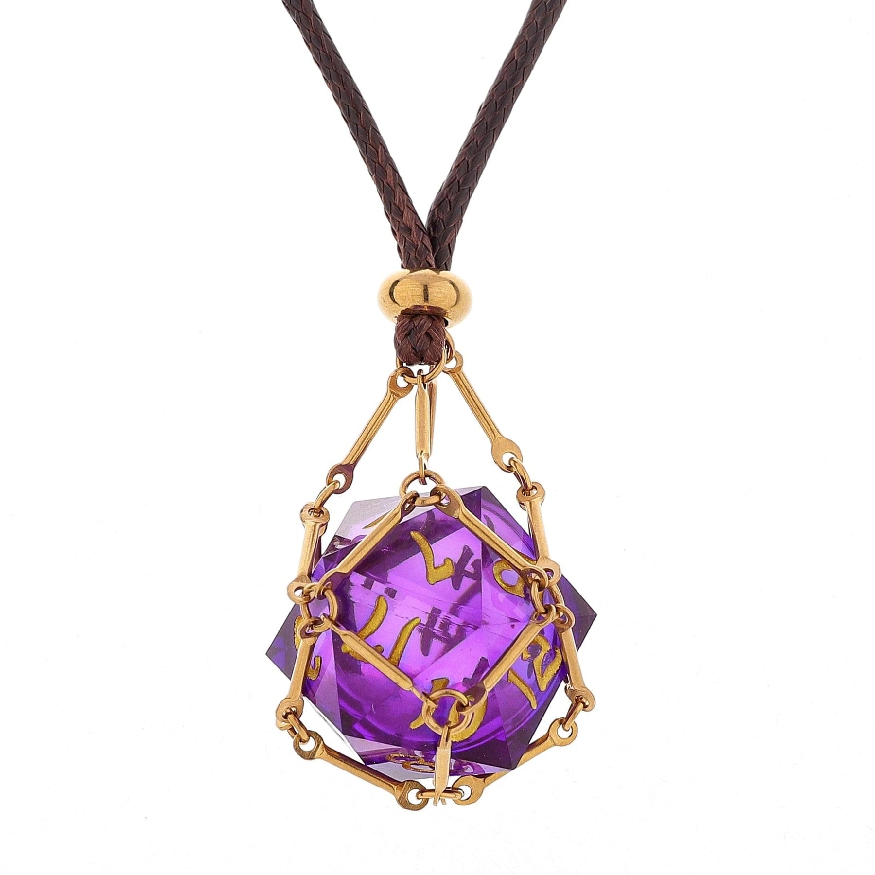 Hymgho Premium Gaming Dice > Other Dice Mysticage Dice Chain Necklace with D20 - Brown Leather Chain HYJ035 HYJ035