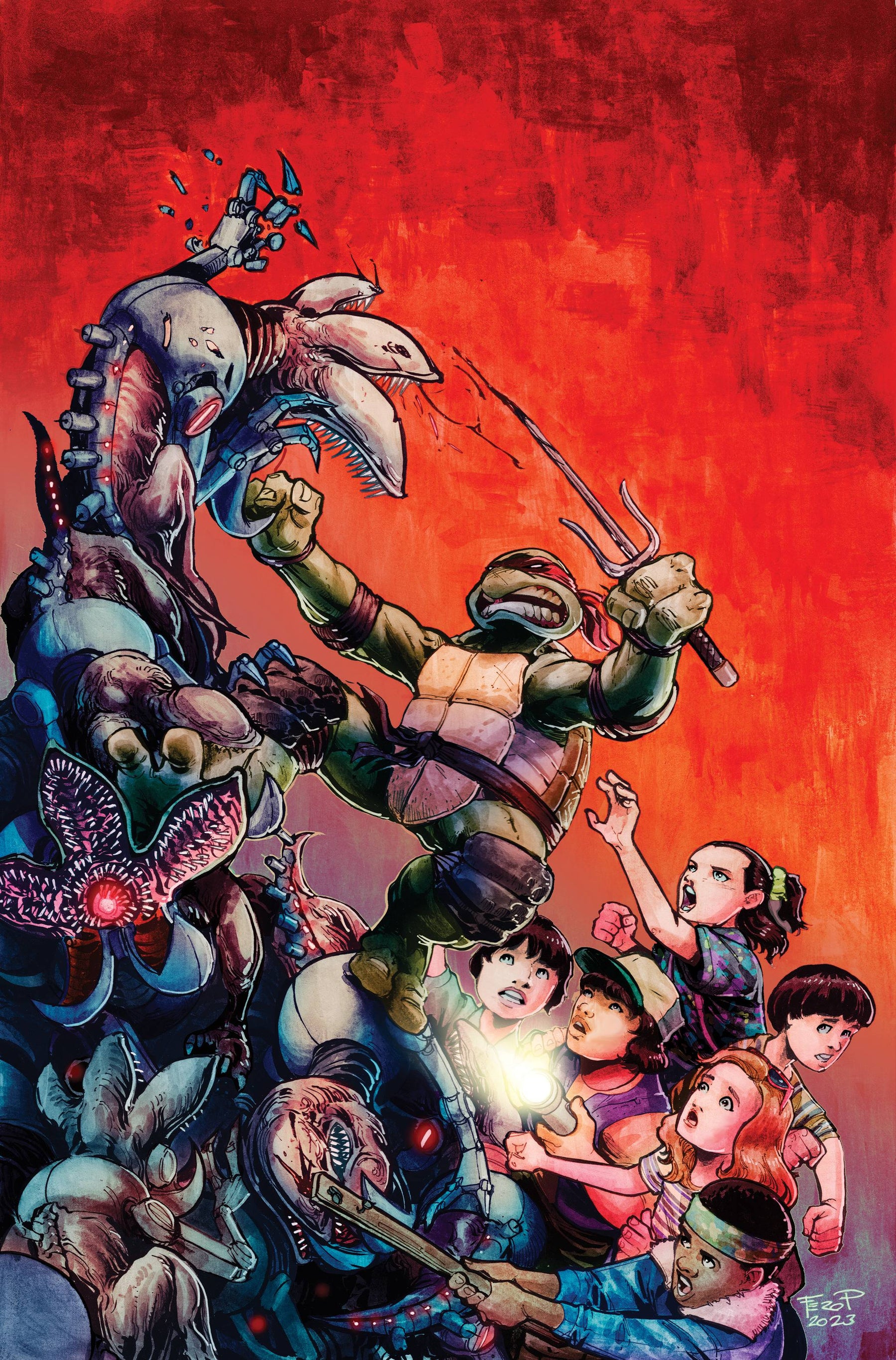 TMNT X STRANGER THINGS #3 CVR E 1:25 PE FULL ART