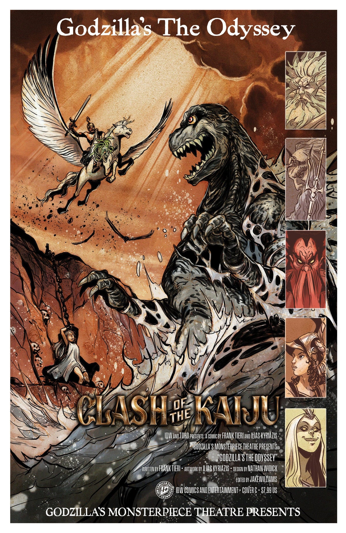 IDW Publishing Comic Books Godzilla‚Äôs Monsterpiece Theatre Presents: Godzilla‚Äôs The Odyssey Variant C (Tunica Movie Homage Cover) 82771403535300131 PRH-82771403535300131
