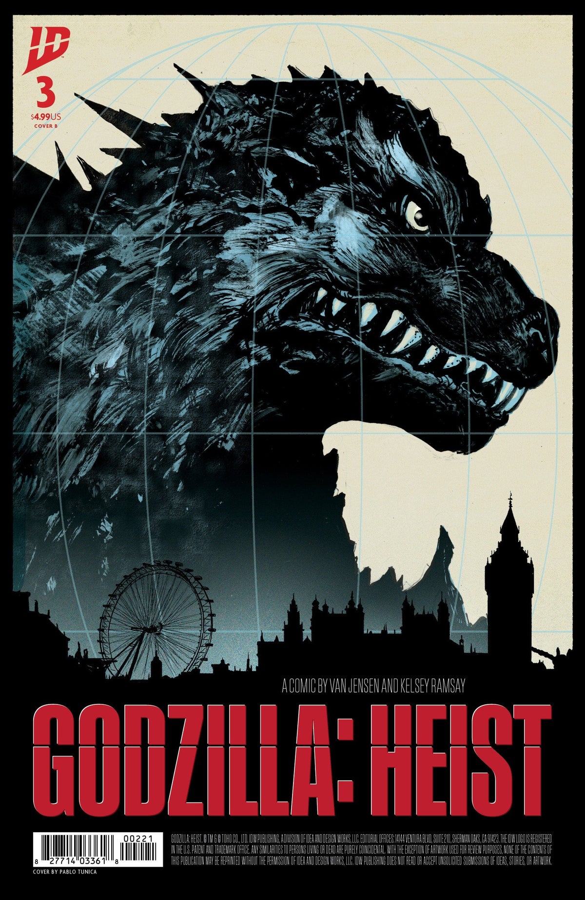 IDW Publishing Comic Books Godzilla: Heist #3 Variant B (Tunica Movie Poster Variant) 82771403361800321 PRH-82771403361800321