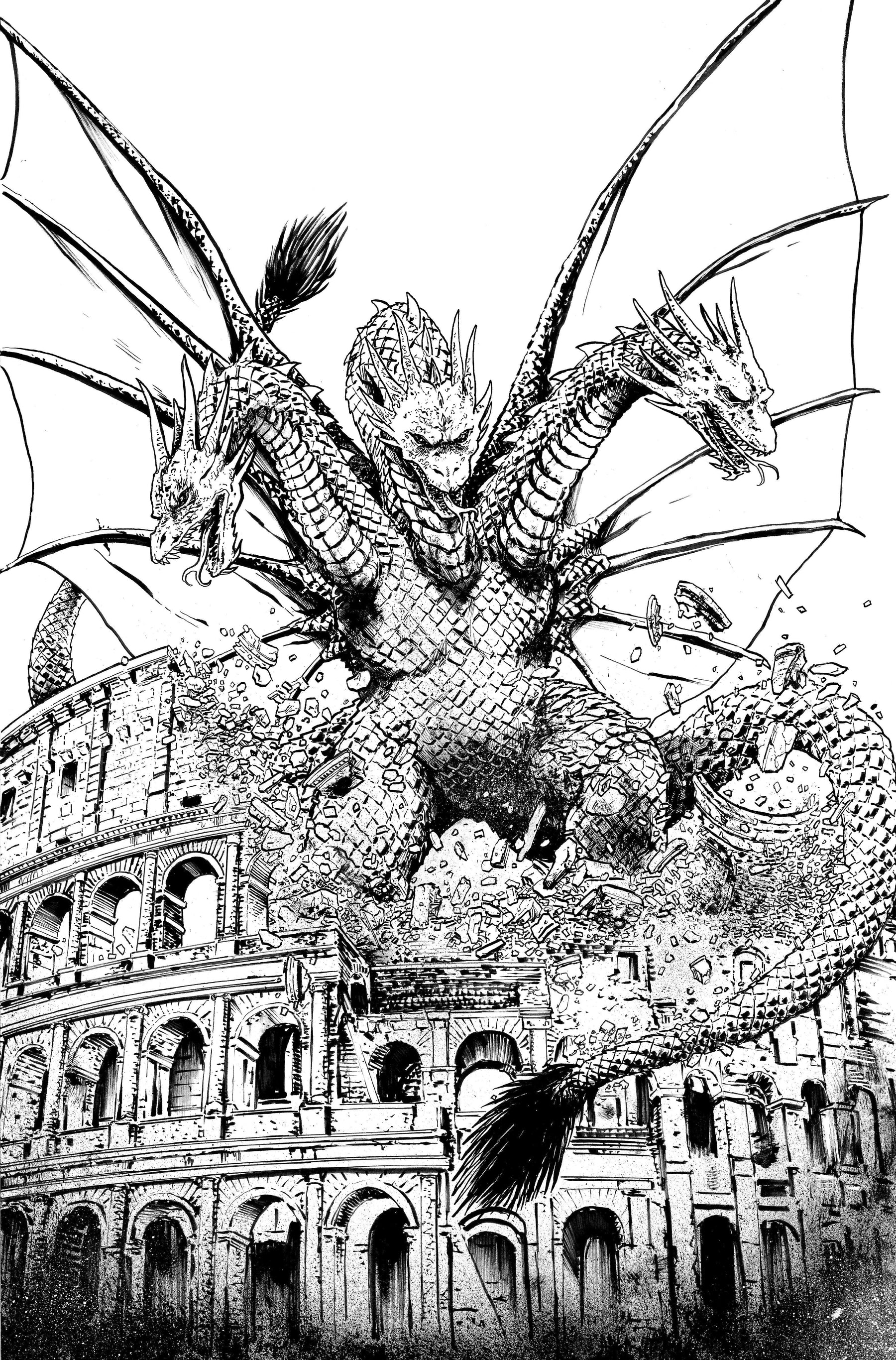Godzilla: Here There Be Dragons II--Sons of Giants #5 Variant RI 1:10 INCV (Smith B&W  Full Art)