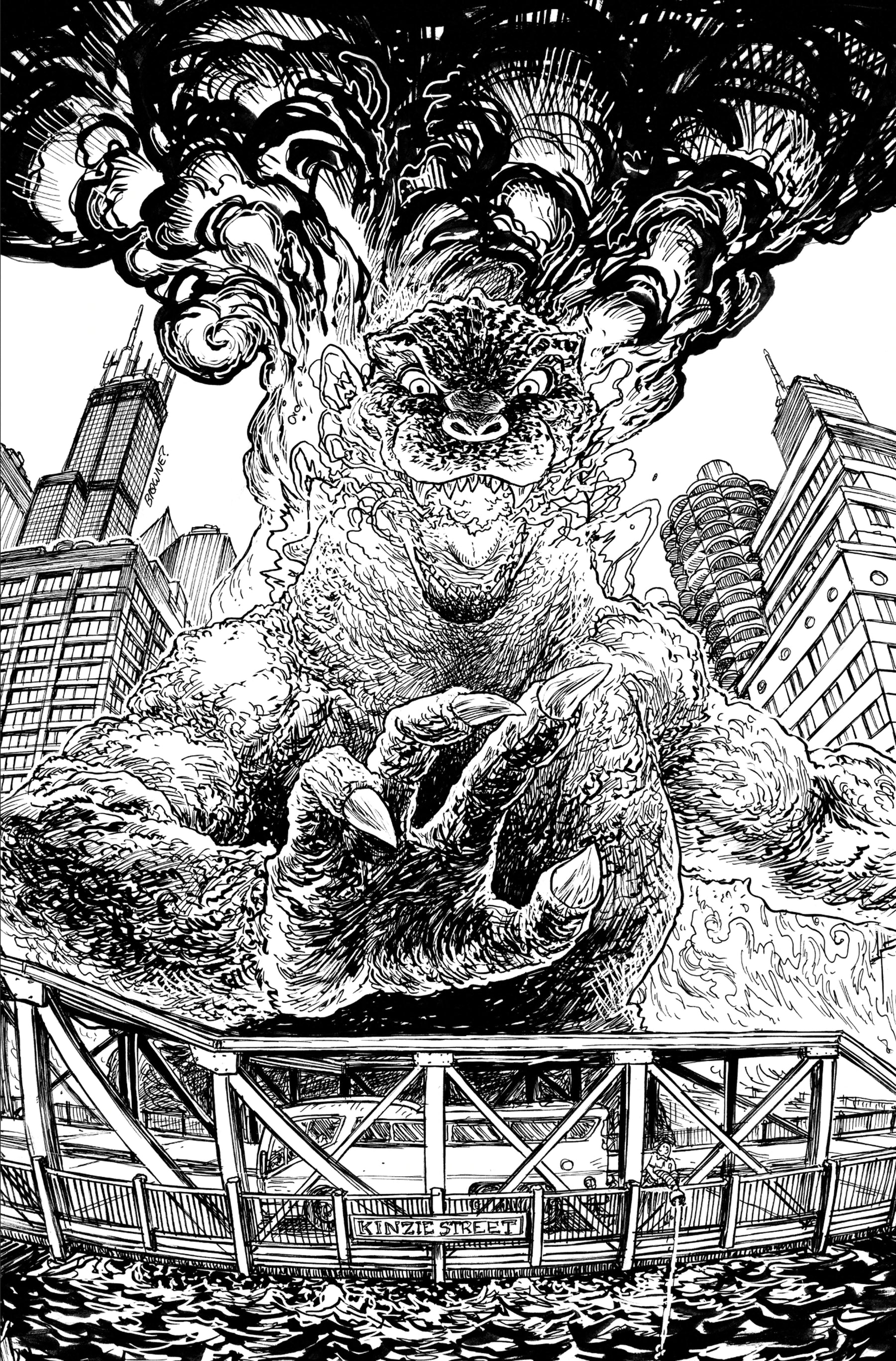 IDW Publishing Comic Books > Incentives Godzilla Vs. America: Chicago 1:10 INCV Variant RI (Browne Full Art B&W) 82771403395300131 PRH-82771403395300131