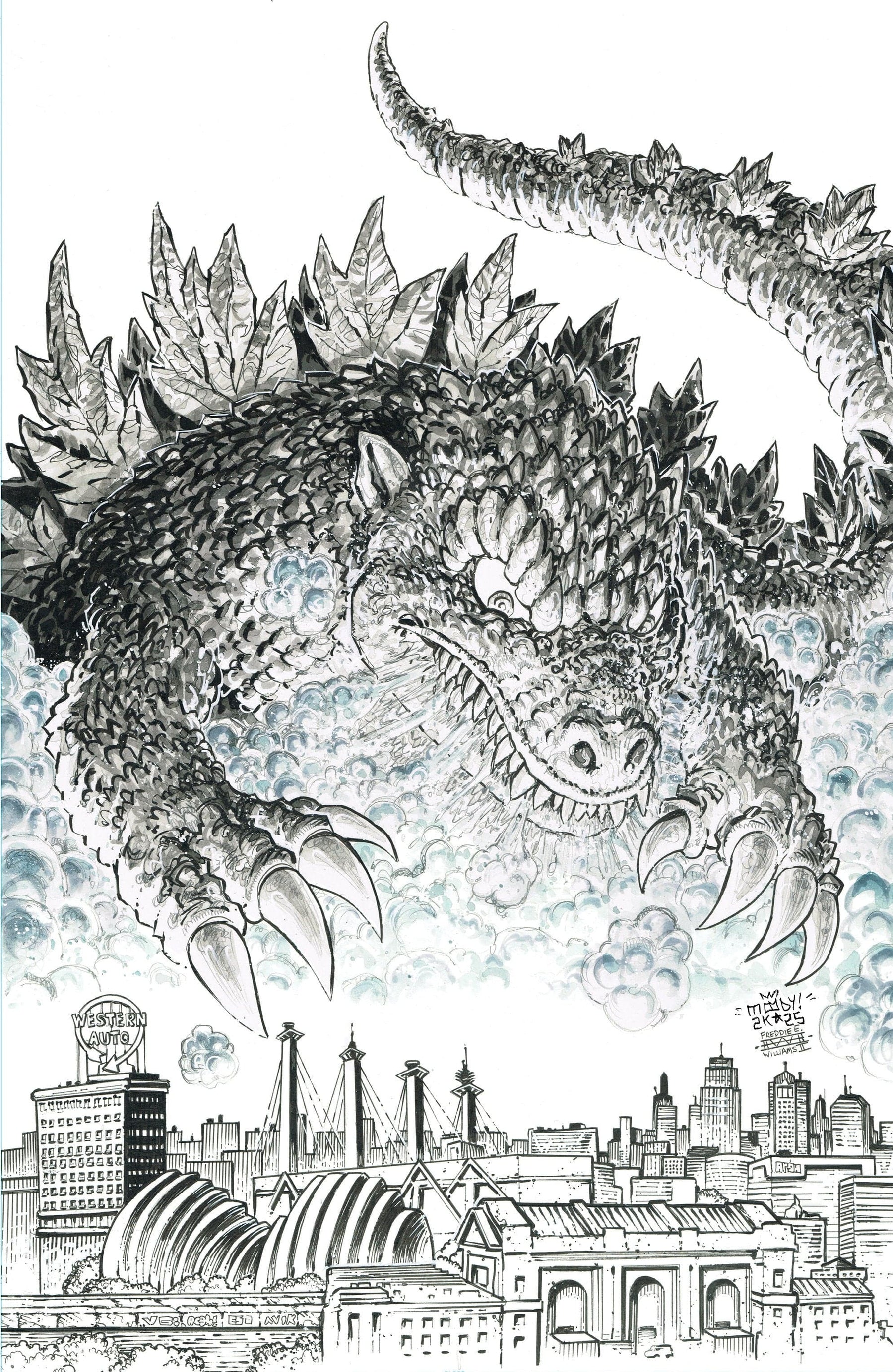IDW Publishing Comic Books > Incentives Godzilla Vs. America: Kansas City 1:50 INCV Variant (Moody & Williams II B&W Full Art) 82771403466000141 PRH-82771403466000141