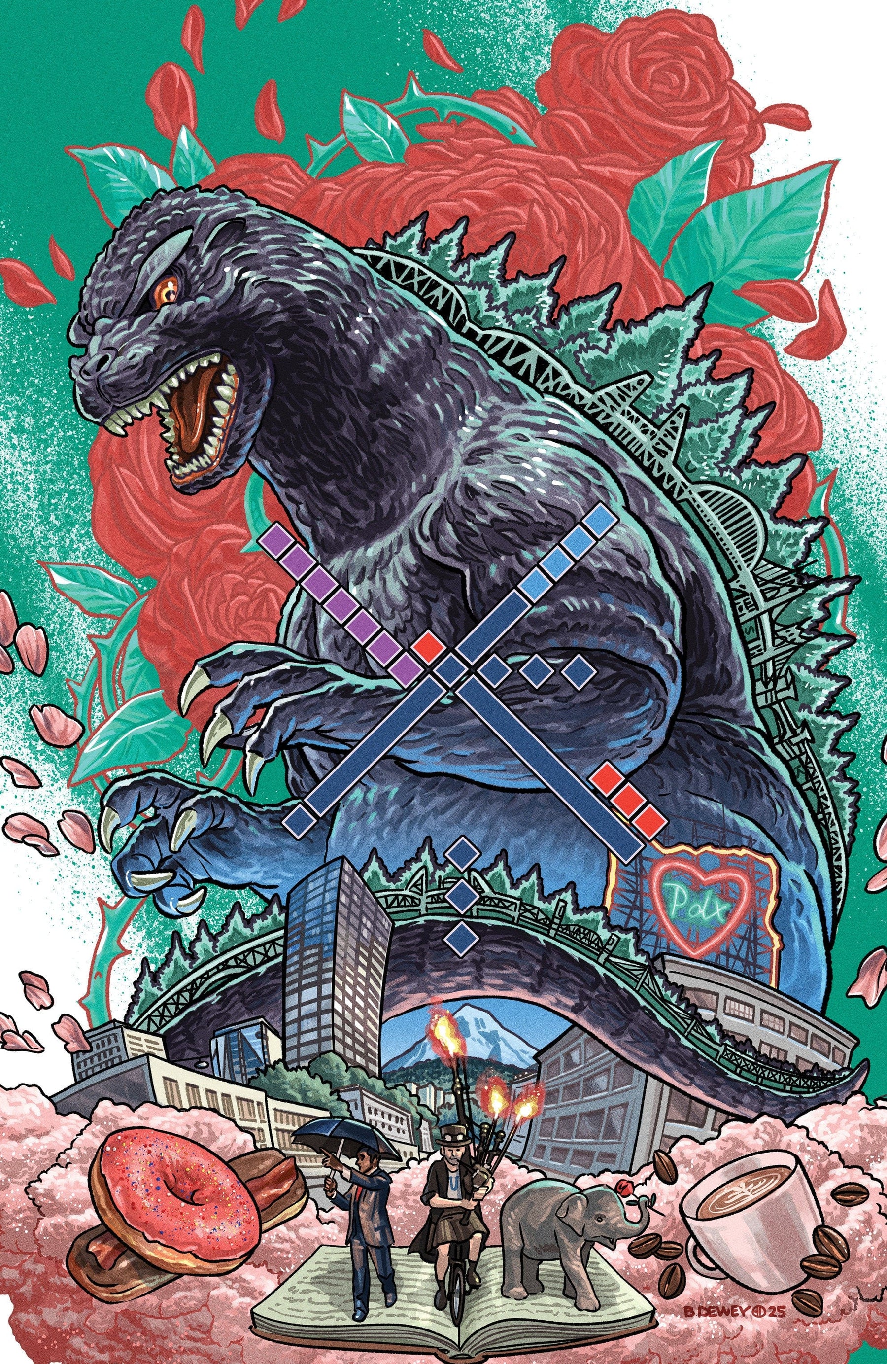 IDW Publishing Comic Books > Incentives Godzilla Vs. America: Portland 1:25 INCV Variant RI (Dewey Full Art) 82771403509400131 PRH-82771403509400131