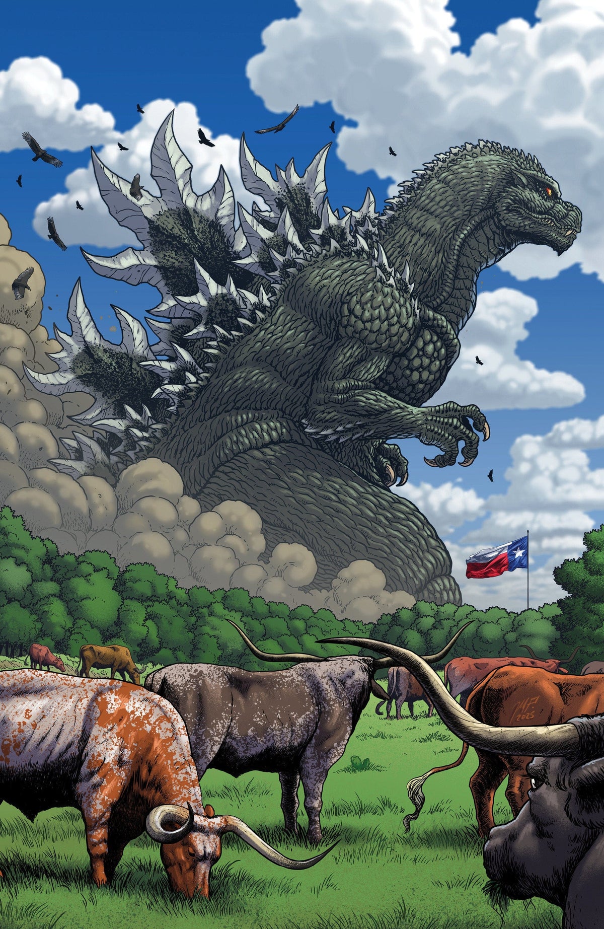 IDW Publishing Comic Books > Incentives Godzilla Vs. America: Texas 1:50 INCV Variant RI (Frank Full Art) 82771403527800141 PRH-82771403527800141