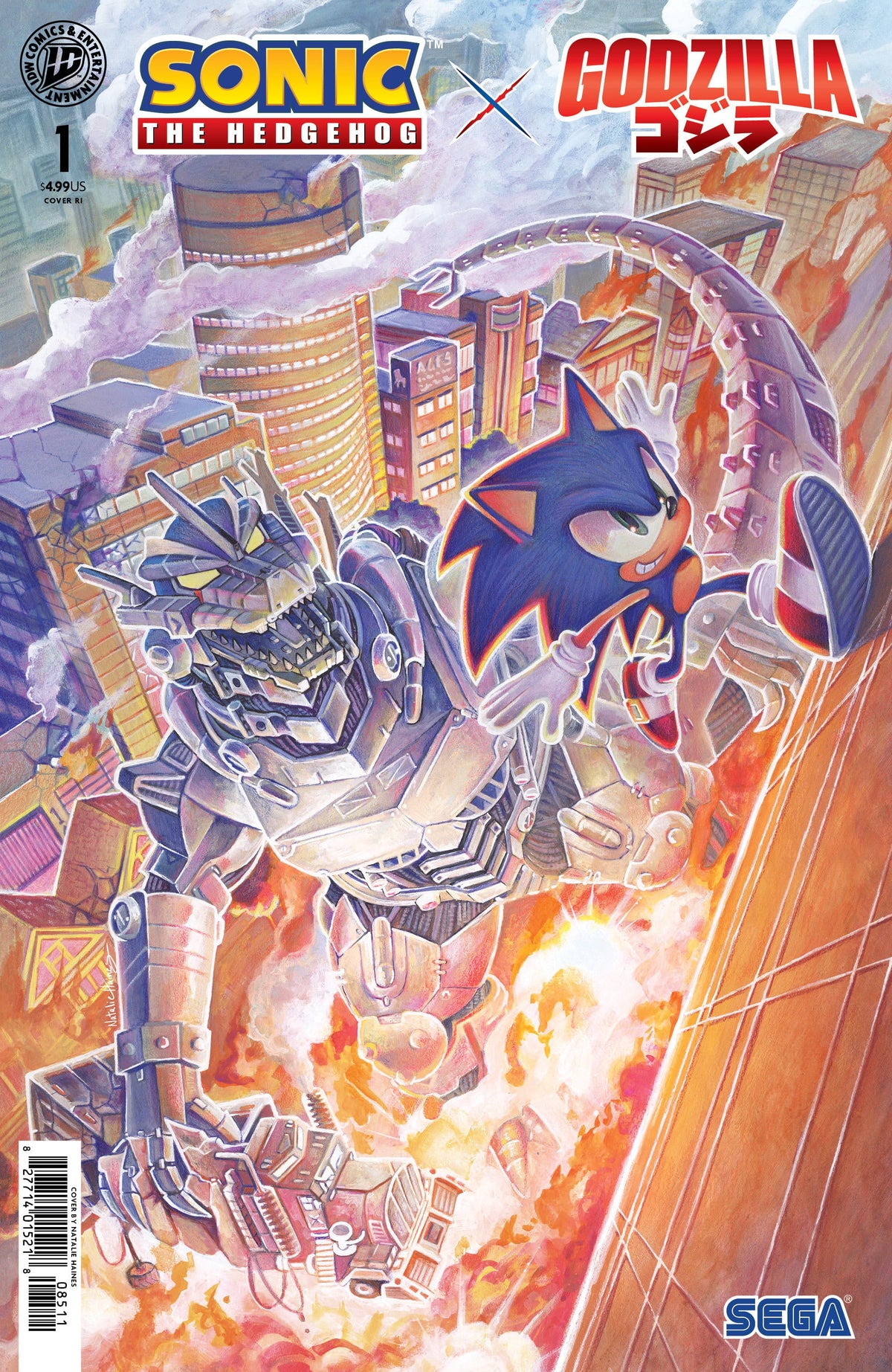IDW Publishing Comic Books > Incentives Sonic the Hedgehog x Godzilla #1 1:25 INCV Varian RI Foil (Haines) 82771403548300161 PRH-82771403548300161