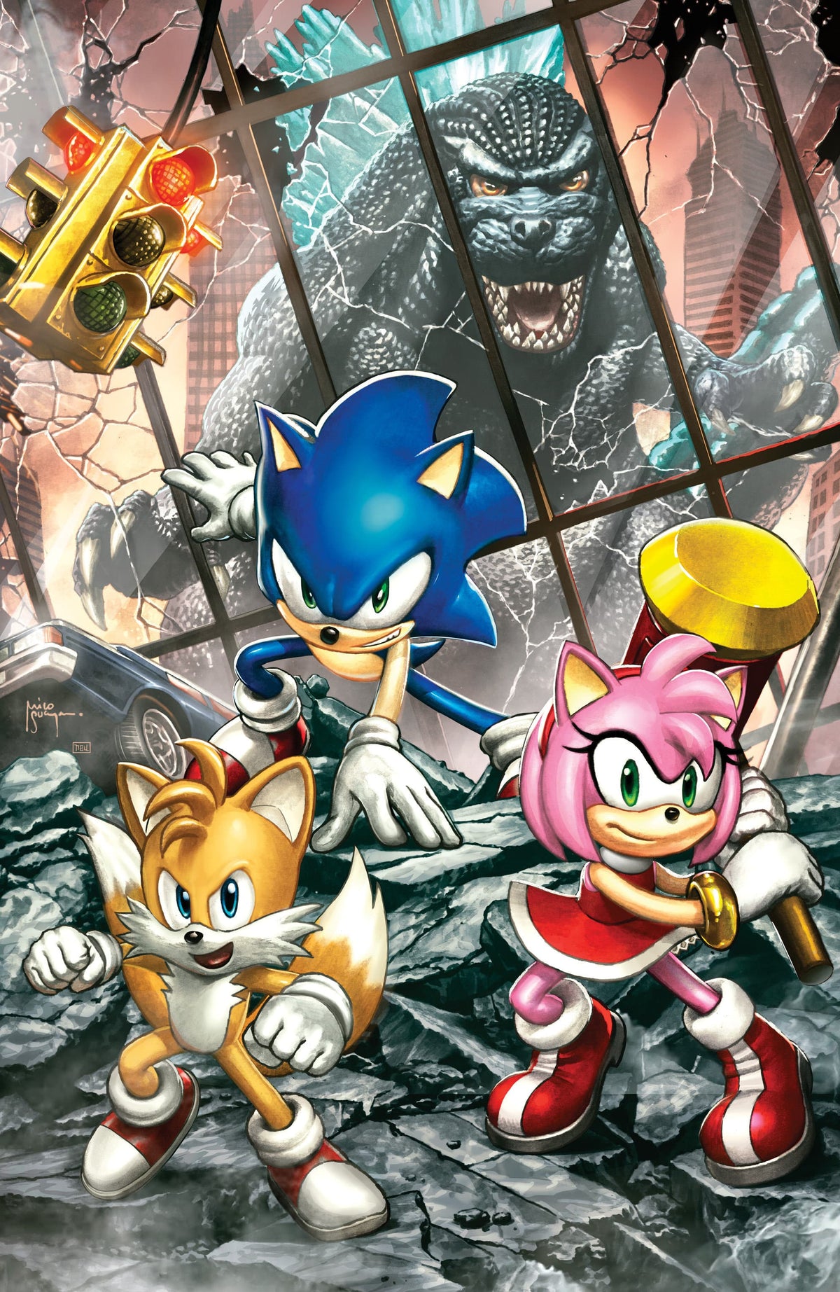 IDW Publishing Comic Books > Incentives Sonic the Hedgehog x Godzilla #1 1:75 INCV Varian RI (Suayan Full Art) 82771403548300181 PRH-82771403548300181