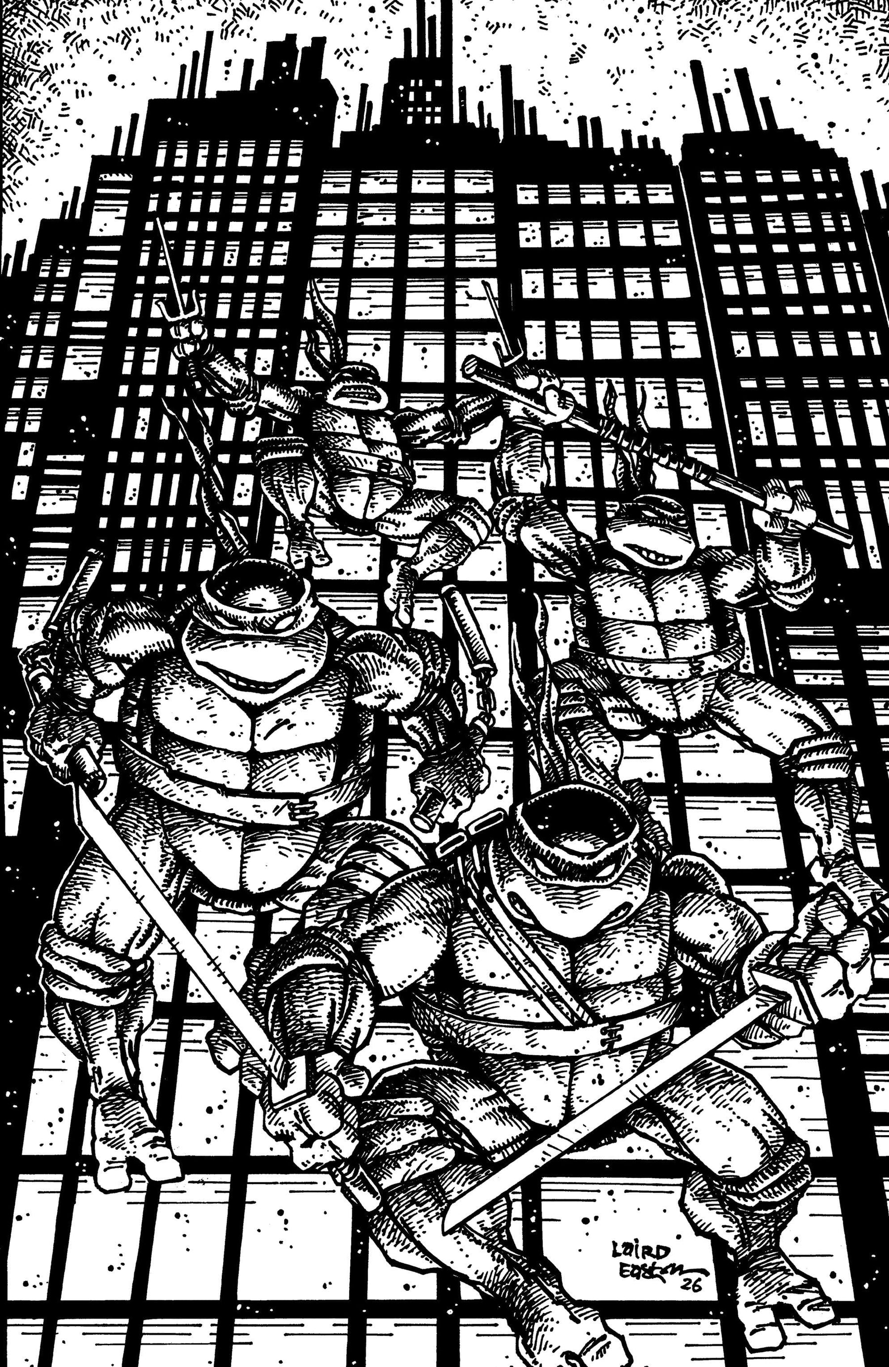 Teenage Mutant Ninja Turtles #20: 300th Issue Special 1:25 INCV Varian RI (Eastman & Laird Full Art B&W)