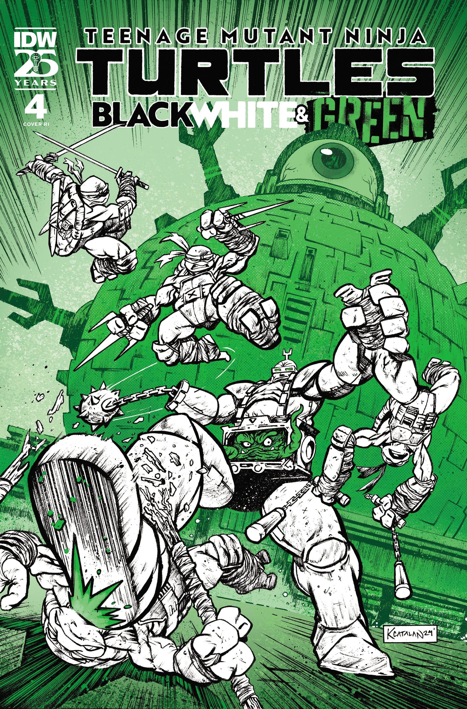 Teenage Mutant Ninja Turtles: Black, White, and Green #4 1:10 INCV Variant RI (Catalan Foil Variant)