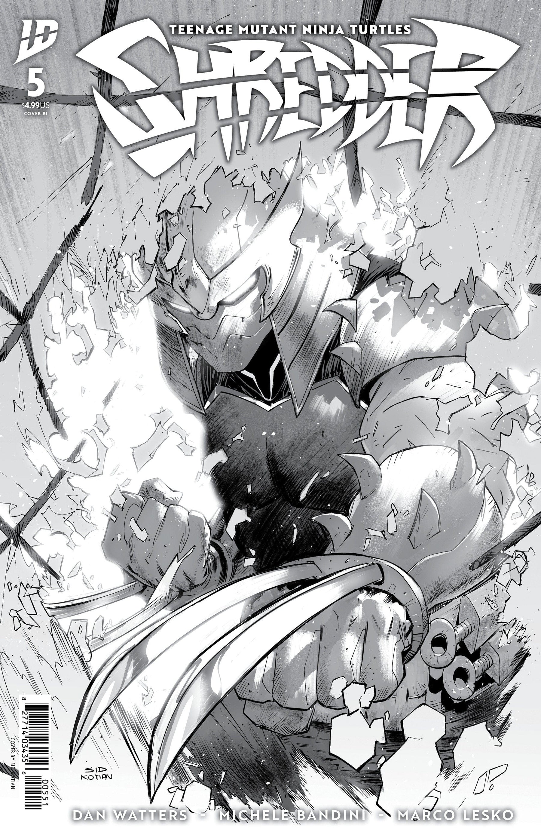 Teenage Mutant Ninja Turtles: Shredder #5 1:25 INCV Variant RI (Kotian B&W)