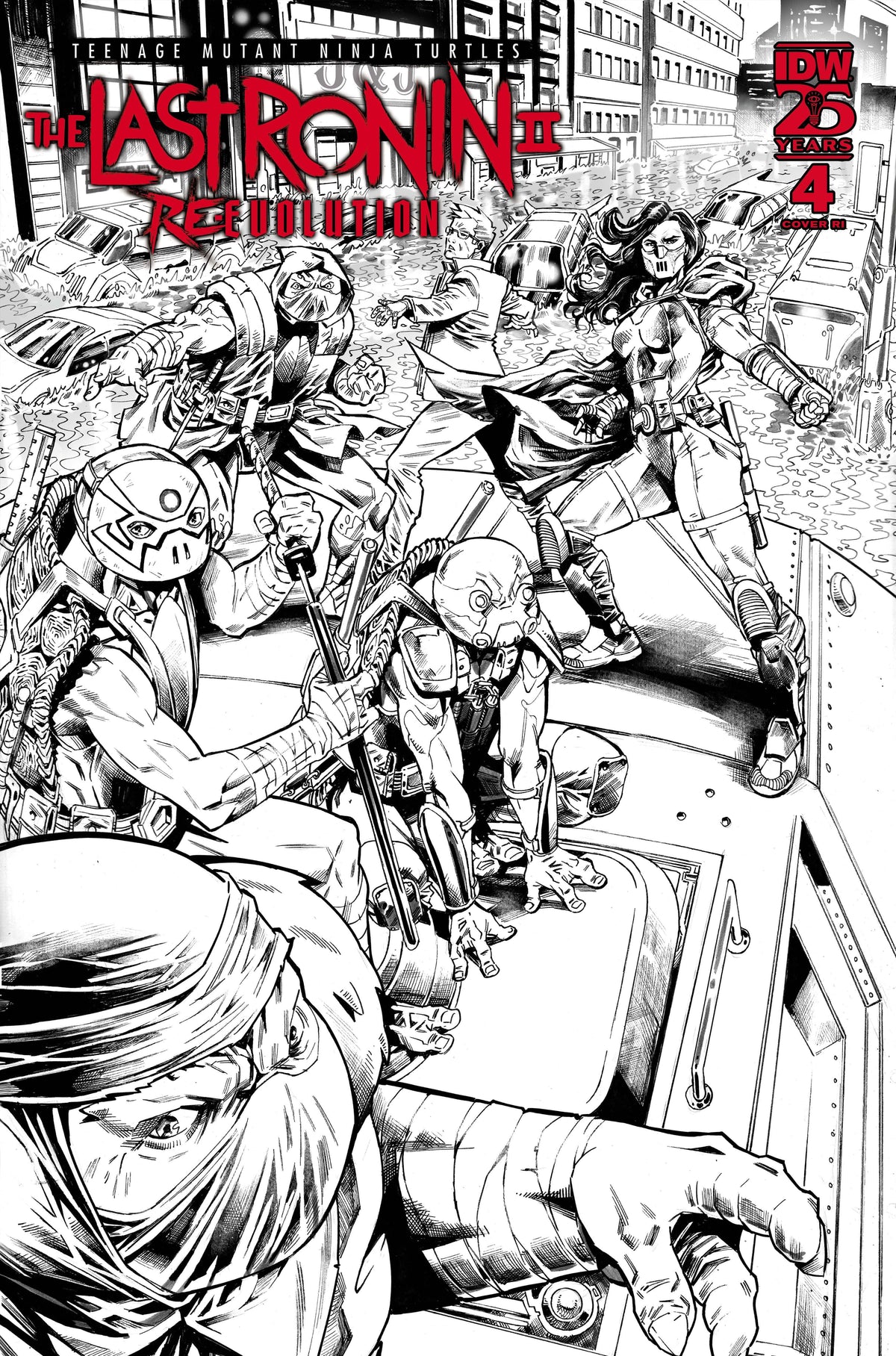 IDW Publishing Comic Books > Incentives Teenage Mutant Ninja Turtles: The Last Ronin II--Re-Evolution #4 Variant RI 1:75 INCV (Escorzas B&W) 82771403180500461 PRH-82771403180500461