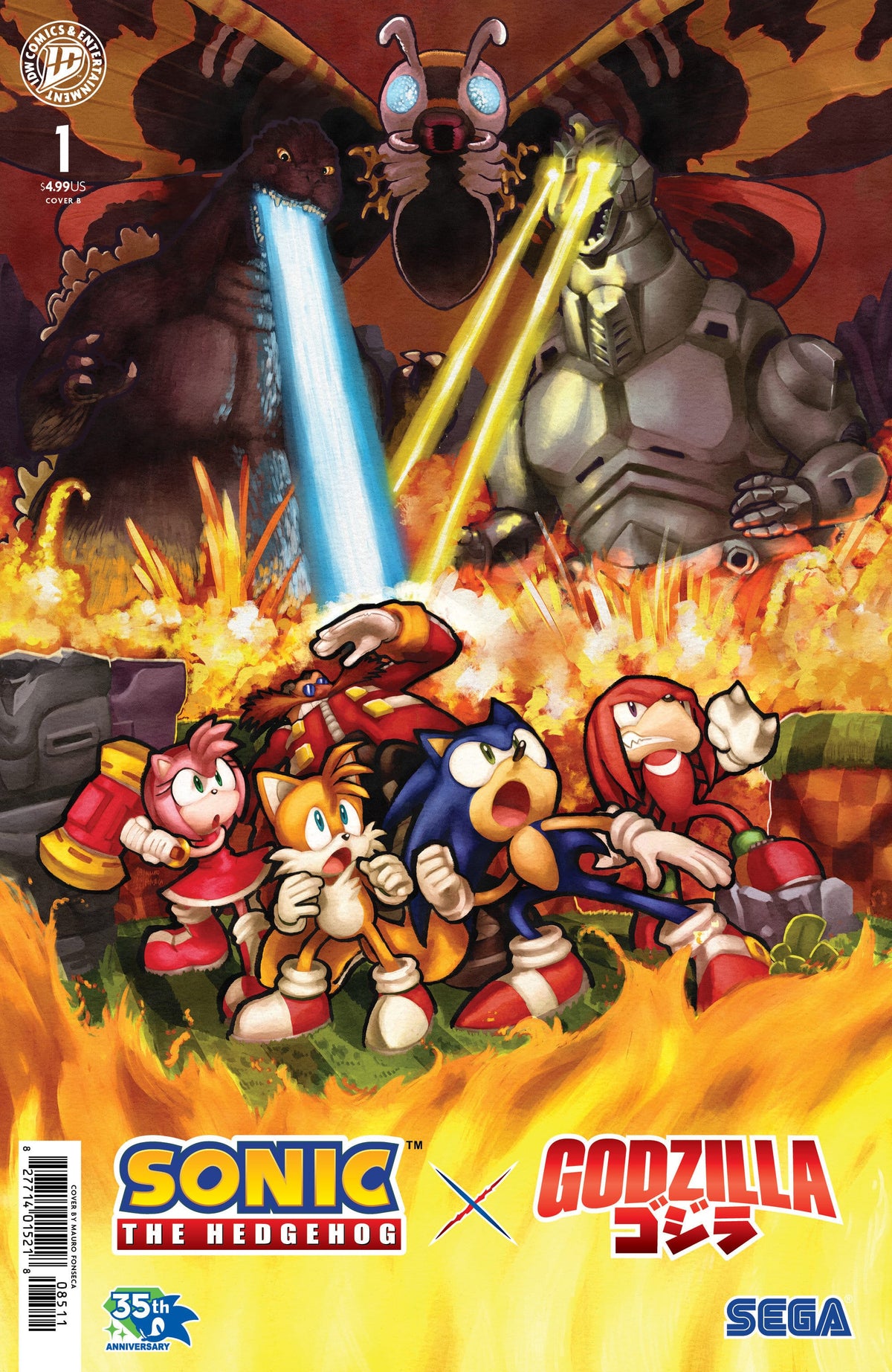 IDW Publishing Comic Books Sonic the Hedgehog x Godzilla #1 Variant B (Fonseca) 82771403548300121 PRH-82771403548300121