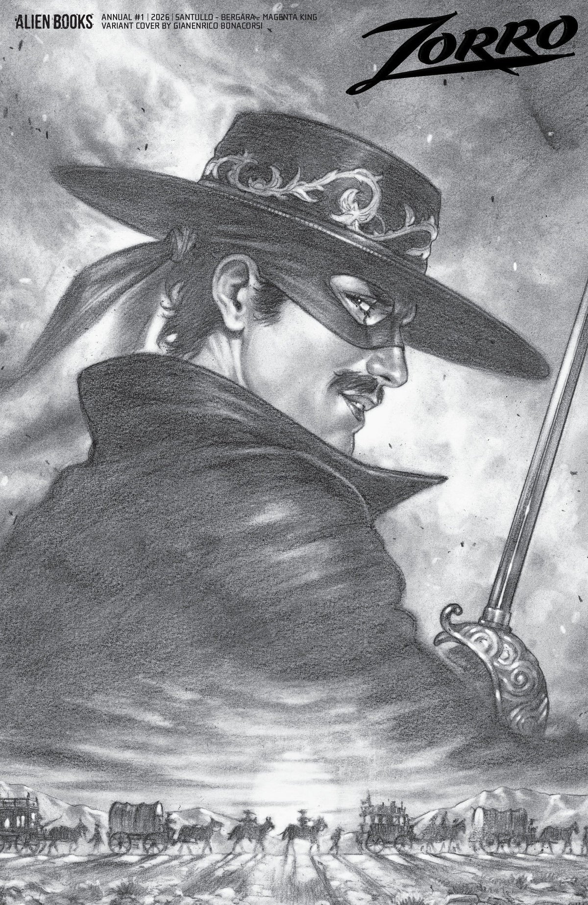 IDW Publishing Comic Books Zorro Annual #1 Variant D (Bonacorsi B&W) (Release Date: 12/16/2026) 73238818454500141 PRH-73238818454500141