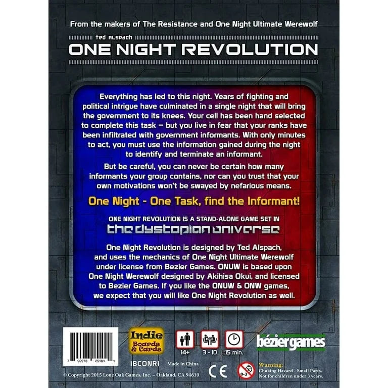 Indie Boards & Cards Board Games > Party Games One Night Revolution 792273251011 IBC ONR1