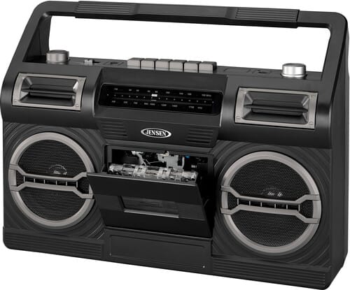 Jensen Music > Audio Equipment Jensen MCR-500 Portable Boombox Cassette Player/Recorder AM/FM Radio (Black) 077283960017 JSEN60017