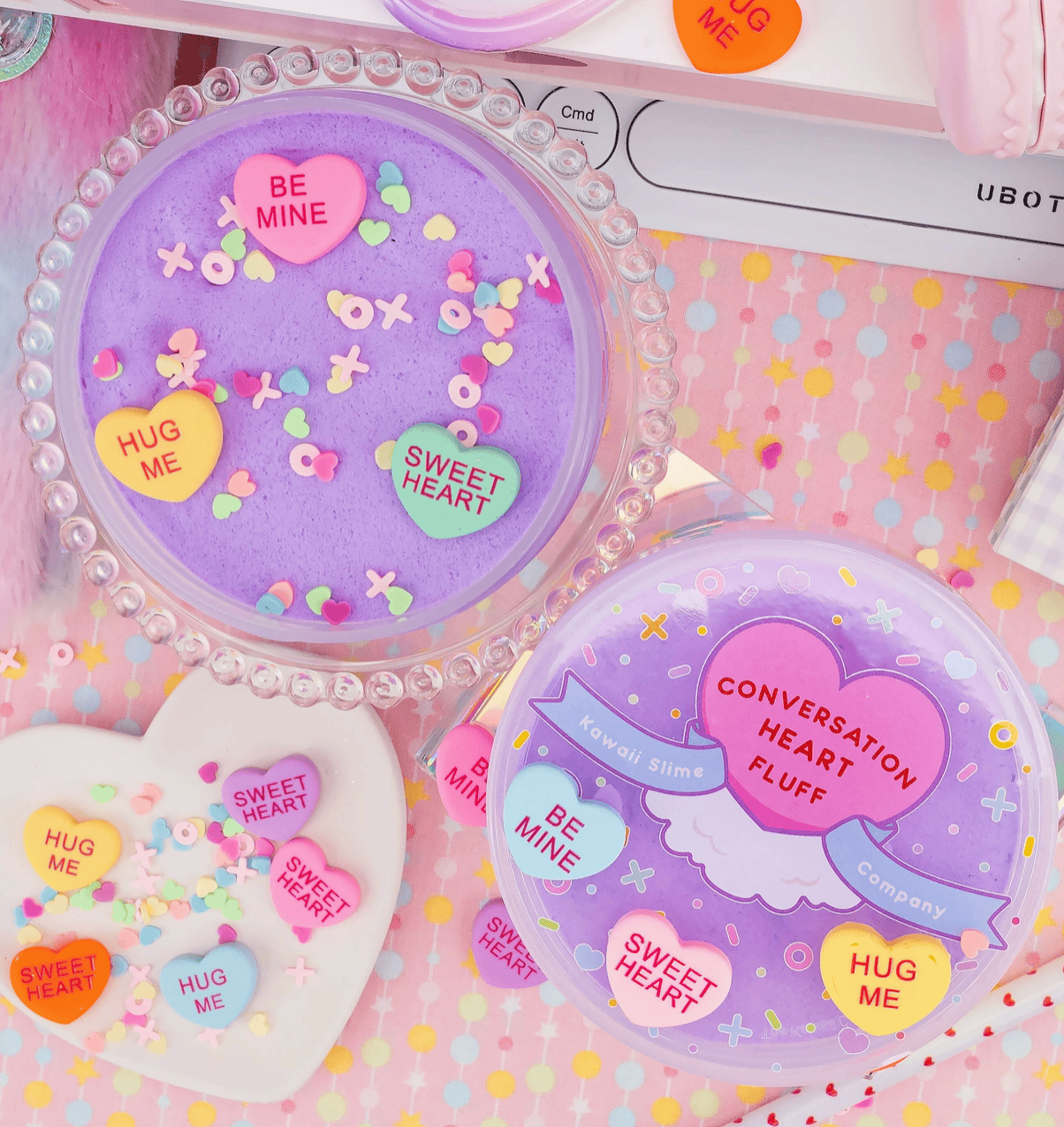 Kawaii Slime Company Toys Conversation Heart Fluff Signature Dome Slime 857488008659 CONHEAFLU_8117