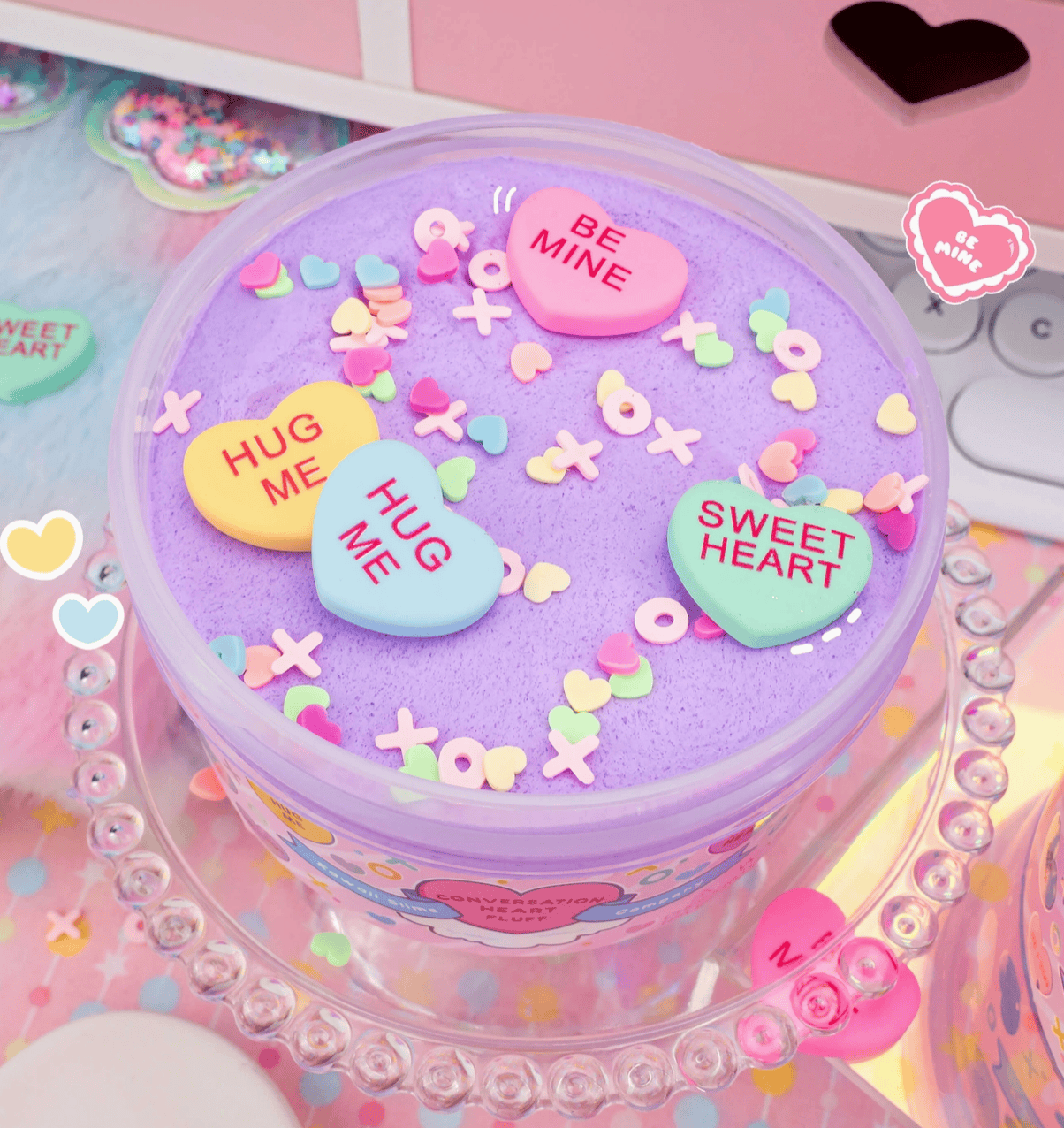 Kawaii Slime Company Toys Conversation Heart Fluff Signature Dome Slime 857488008659 CONHEAFLU_8117
