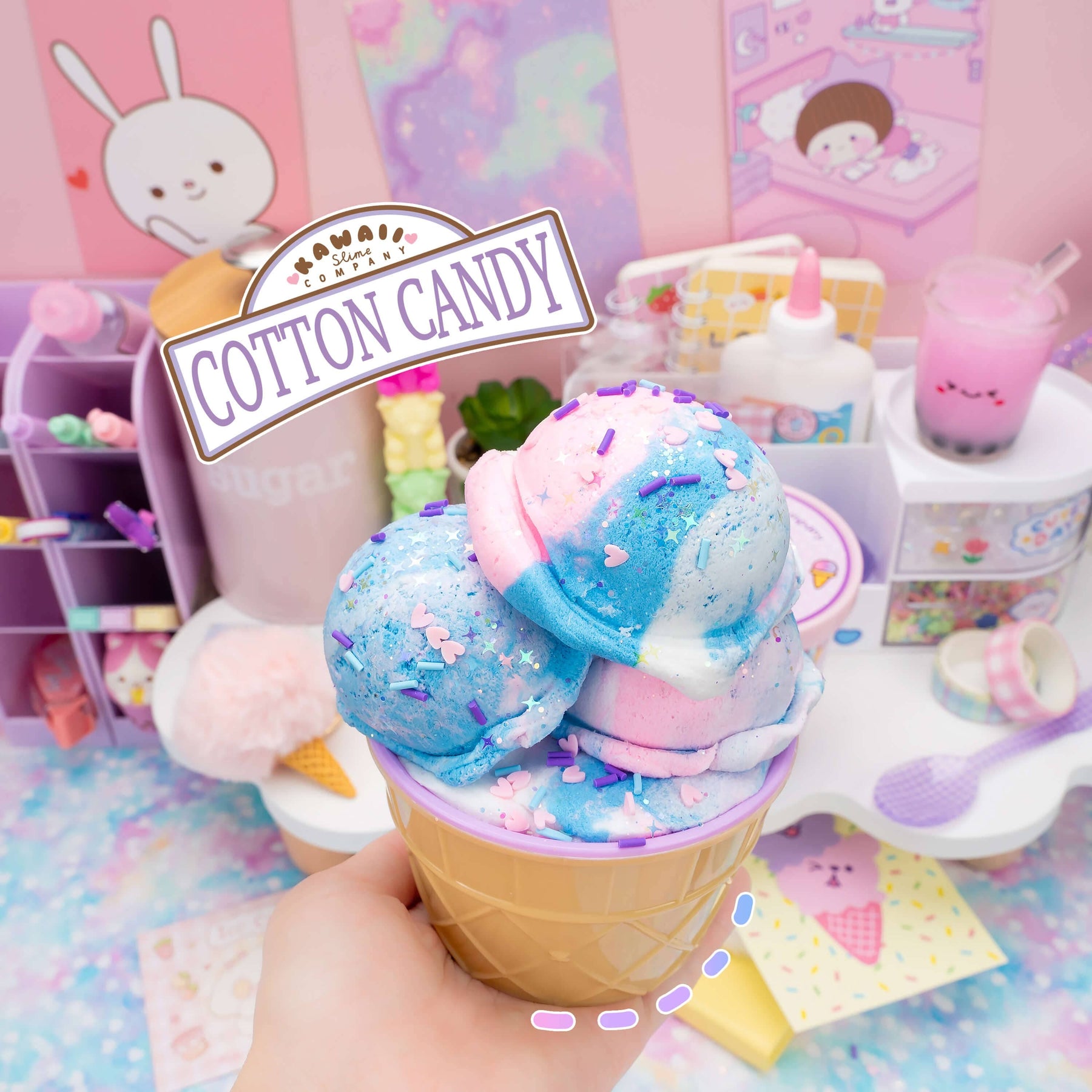Kawaii Slime Company Toys Cotton Candy Scented Ice Cream Pint Slime (5pcs/case) 810154371112 COTCANSCE_1047