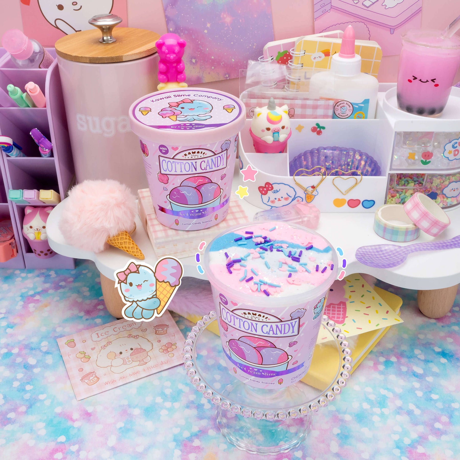 Kawaii Slime Company Toys Cotton Candy Scented Ice Cream Pint Slime (5pcs/case) 810154371112 COTCANSCE_1047