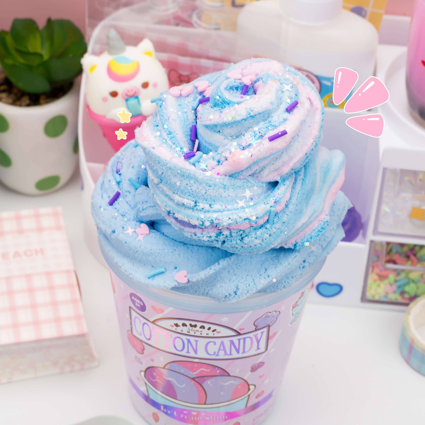 Kawaii Slime Company Toys Cotton Candy Scented Ice Cream Pint Slime (5pcs/case) 810154371112 COTCANSCE_1047